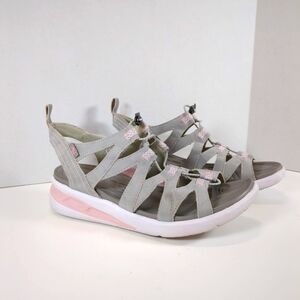 AS IS" JBU sport wedge sandals, gray and pink, size 8M